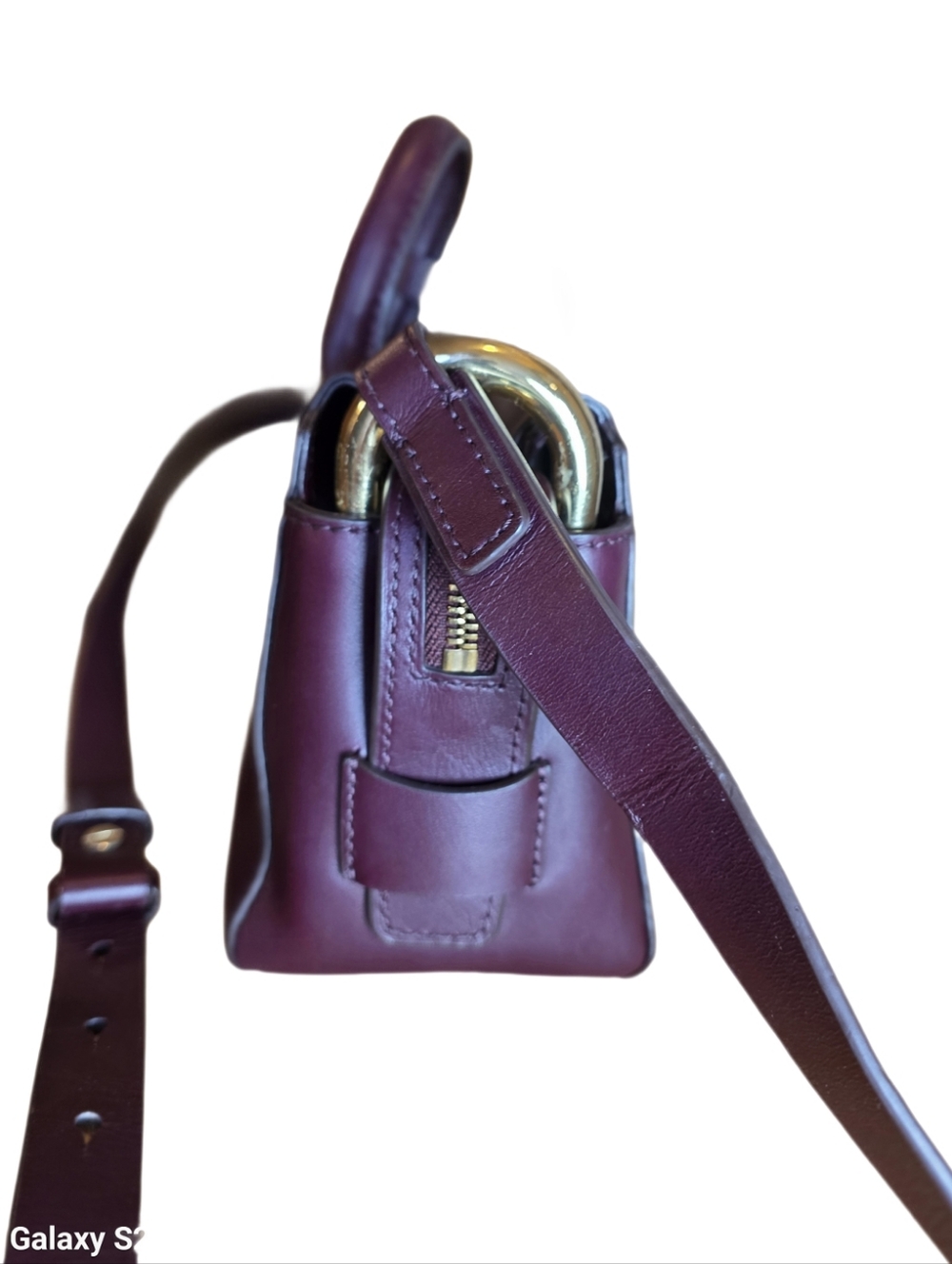 J.Crew Harper Mini Satchel Italian Leather  BURGUNDY Merlot Crossbody - Picture 5 of 13
